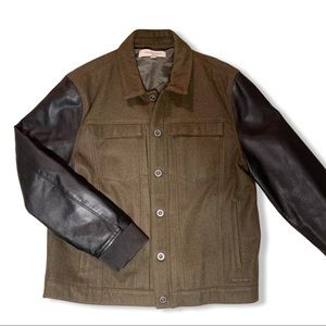 Calvin Klein Jacket Olive Green and Leather Size XL